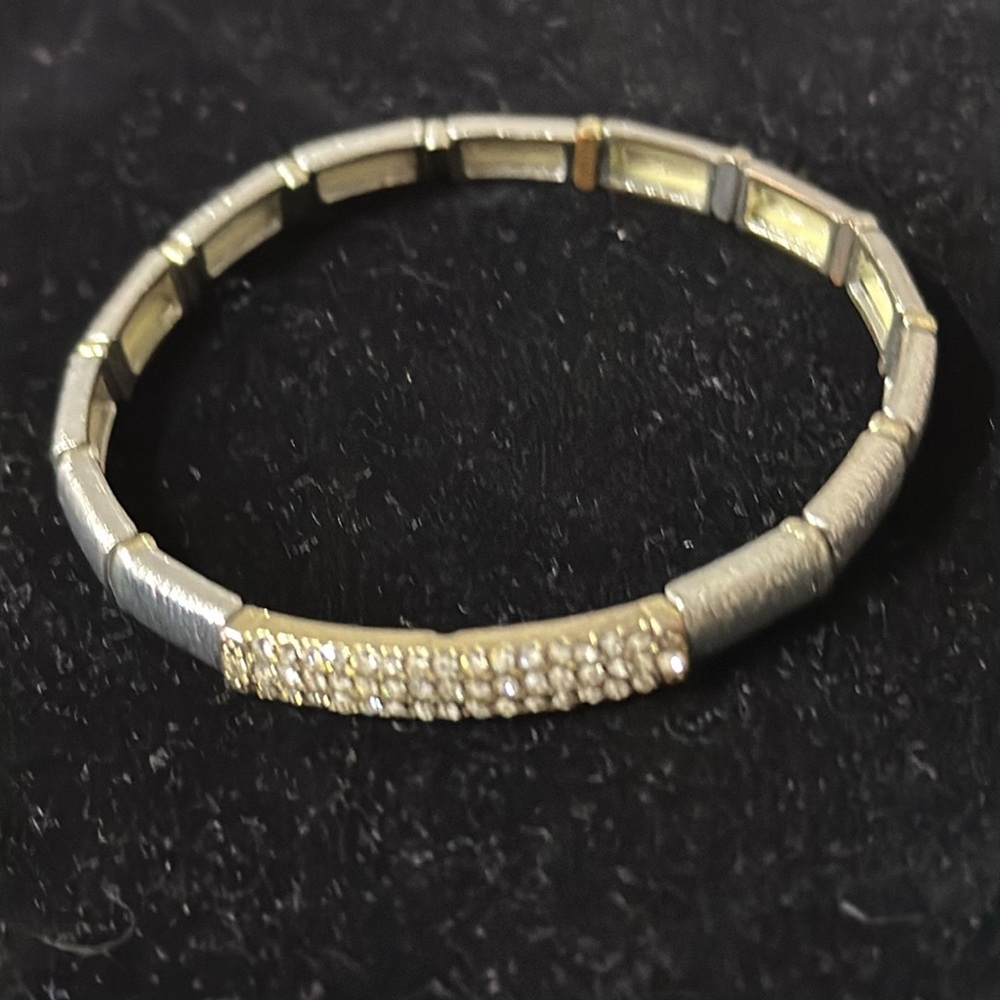 Silver stretch bracelet with rhinestones